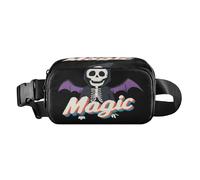 Marsupio magico viola con teschio ad ala elegante, per donne, uomini, adolescenti, mini marsupio con cinghia regolabile per viaggi, vacanze, corsa