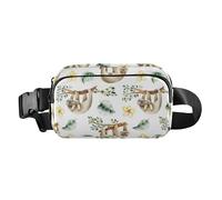 Marsupio marrone con bradipo alla moda, per uomini e donne, impermeabile, con cerniera, con cinghia regolabile, per viaggi, shopping, corsa, Bradipo marrone cartone animato, 1 size