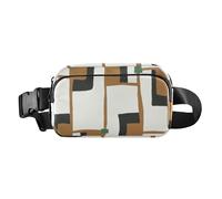 Marsupio marrone dal design semplice e casual geometrico alla moda per uomo donna mini marsupio con cerniera marsupio con tracolla regolabile per viaggi, shopping, corsa, Marrone Semplice Casual