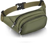 Marsupio Marsupio per donne e uomini, grande capacità, 3 tasche, impermeabile, espandibile, per iPad e telefono da 16,6 cm, regalo per sport, viaggi, escursionismo, ciclismo, Verde, L, Marsupio di