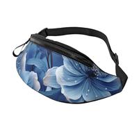 Marsupio Marsupio per Uomini Donne Sling Zaino Ovunque Cintura Borsa a Tracolla Immagine Elefante in Bianco e Nero, Fiori blu in fiore, Taglia unica