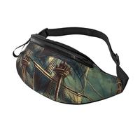 Marsupio Marsupio per Uomini Donne Sling Zaino Ovunque Cintura Borsa Colorata Pittura Ad Acquerello Borse a Tracolla, Nautico Vintage Vela Pirata Nave, Taglia unica