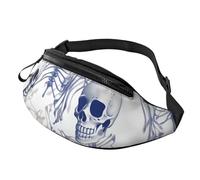 Marsupio marsupio per uomo donna zaino ovunque borsa a tracolla Eid al-Fitr luna crescente e stelle borse a tracolla, Motivo scheletro blu, Taglia unica