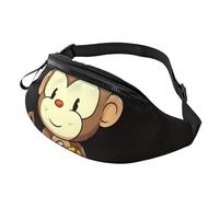 Marsupio marsupio per uomo donna zaino ovunque borsa da cintura carino e strano criceto borse a tracolla, Scimmia del fumetto che tiene frutta, Taglia unica