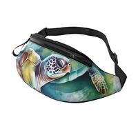 Marsupio marsupio per uomo donna zaino ovunque borsa da cintura spazio stelle borse a tracolla, Due Tartarughe Acquerello Splash, Taglia unica