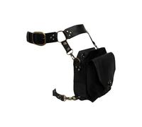 Marsupio medievale da gamba con cintura a goccia e marsupio steampunk, in pelle PU, marsupio per moto e coscia, BK, Retro (nero)