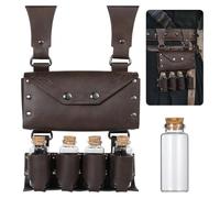 Marsupio medievale in finta pelle con 4 fiale in sughero, tema alchimia per Ren Faire, borsa per costume da mago