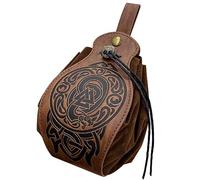 Marsupio medievale in pelle con coulisse borsa portatile borsa vintage costume marsupio per eventi fantasy, cosplay, feste medievali in pelle PU borsa con coulisse, B