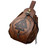 Marsupio medievale in pelle con coulisse borsa portatile borsa vintage costume marsupio per eventi fantasy, cosplay, feste medievali in pelle PU borsa con coulisse, A