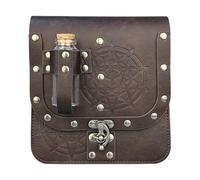 Marsupio medievale in pelle con fiale mago bottiglia pozione cintura, Marrone Scuro Db, M, Classico