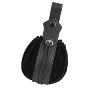 Marsupio medievale in pelle portatile con coulisse borsa medievale cintura rinascimentali borsa da cintura per uomo donna, Nero