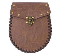 Marsupio medievale in pelle PU con cintura portamonete compatto per giochi di ruolo, costumi, cosplay, eventi, cintura montato sulla cintura, Marrone, Taglia unica