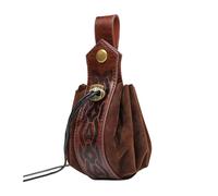 Marsupio medievale in pelle PU con coulisse borsa portatile borsa vintage costume marsupio per eventi fantasy cosplay party, Marrone scuro