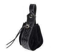 Marsupio medievale in pelle PU con coulisse borsa portatile borsa vintage costume marsupio per eventi fantasy cosplay party, Nero