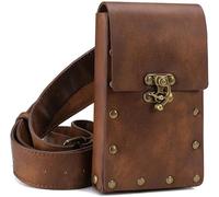 Marsupio medievale in pelle vintage per cellulare titolare pirata cintura borsa tasca casual escursionismo rinascimentale costume puntelli portafoglio nero, Marrone, Classico