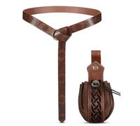 Marsupio medievale in rilievo in vita set per uomo donna vintage cavalieri costume circolare cintura portamonete decorazione Cosplay, set borsa marrone