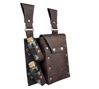 Marsupio medievale per donne e uomini, per alchimie medievali, con 2 bottiglie di pozione in sughero, accessori per costumi di Halloween, Marrone scuro