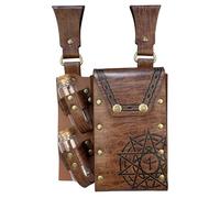 Marsupio medievale per donne e uomini, per alchimie medievali, con 2 bottiglie di pozione in sughero, accessori per costumi di Halloween, Marrone chiaro
