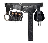 Marsupio medievale punk goffrato con accessori staccabili per uomo e donna borsa da campeggio per escursionismo, Nero , Embossed waist bag, Bellezza di massa