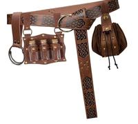 Marsupio medievale punk goffrato con cintura in vita con accessori staccabili per uomo donna cintura punk per il trasporto quotidiano, Marrone, Embossed waist bag, Bellezza di massa