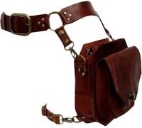 Marsupio medievale steampunk, in pelle PU, accessorio per coscia e cosplay, per donne e uomini, Marrone, Classico