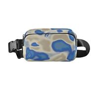 Marsupio mimetico blu-grigio elegante per uomo e donna, impermeabile, borsa a tracolla per passaporto con tracolla regolabile per viaggi, vacanze, corsa, Blu-grigio Camouflage, Taglia unica