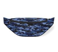 Marsupio mimetico blu navy per donne, uomini, ragazze, ragazzi, bambini, motivo mimetico ceruleo, marsupio, borsello da cintura, per viaggi, sport, corsa, Colore, M