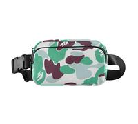Marsupio mimetico grigio verde carino per uomo donna impermeabile con cerniera marsupio con cinghia regolabile per ciclismo, escursionismo, palestra, Grigio-verde Camouflage, Taglia unica