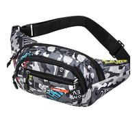 Marsupio,Mimetico Marsupio Impermeabile Camo Marsupio Camouflage Marsupio Militare Tessuto Nylon Cintura Portasoldi per Uomo Ragazzi Escursionismo Viaggi Sport 13,65 * 4,68 Pollici Grigio