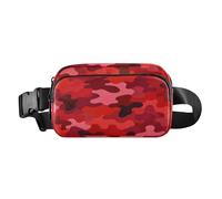 Marsupio mimetico rosso alla moda per uomo e donna, impermeabile, con cinghia regolabile, per shopping, sport, lavoro