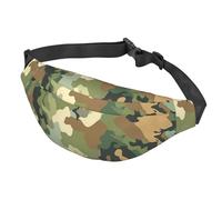 Marsupio mimetico verde e marrone per donne e uomini, impermeabile, con cintura regolabile, borsa a tracolla casual da viaggio, per sport, corsa, ciclismo, Verde e Marrone Camouflage, One Size