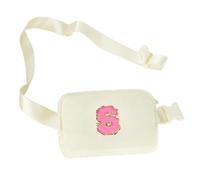 Marsupio mini a tracolla beige con toppa con lettera iniziale, per donne e ragazze, idea regalo, mini marsupio essenziale da viaggio (S), Beige