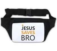 Marsupio minimalista con logo cristiano Jesus Saves Bro, bianco