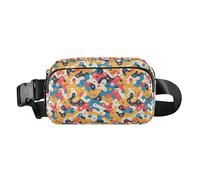 Marsupio moderno con motivo leopardato, per donne, uomini, adolescenti, alla moda, per shopping, sport, lavoro, Mano Disegno Camouflage Ondulato, 1 Size