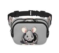 Marsupio multifunzionale stampato con topo grigio, borsa messenger unisex, borsa messenger alla moda, borsa da viaggio per sport