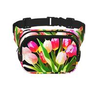 Marsupio multifunzionale stampato con tulipani luminosi, borsa messenger unisex alla moda, borsa da viaggio e sport