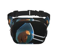 Marsupio multifunzionale stampato orso marrone sigillato, borsa messenger unisex alla moda, borsa da viaggio sportiva