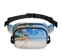 Marsupio multifunzione con fenicotteri Island Beach, per viaggi, sport, corsa, marsupio con fenicotteri e marsupio, per donne, uomini, ragazze e ragazzi, Colore, XL, Organizer per borse