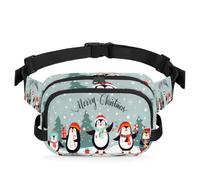 Marsupio multifunzione con pinguino, regalo di Natale, per viaggi, sport, corsa, marsupio con scritta "Merry Christmas", per donne, uomini, ragazze e ragazzi, Colore, XL, Organizer per borse