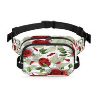 Marsupio multifunzione con rose rosse, per viaggi, sport, corsa, marsupio, borsa da cintura per donne, uomini, ragazze e ragazzi, Colore, XL, Organizer per borse