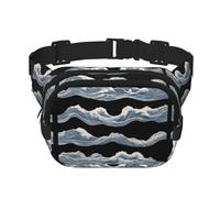 Marsupio multifunzione con stampa a onde vintage, unisex, alla moda, borsa messenger, borsa da viaggio e sport