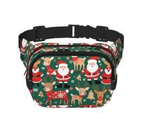 Marsupio multifunzione con stampa di Babbo Natale e cervi natalizi, unisex, alla moda, borsa messenger, borsa da viaggio e sport