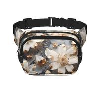 Marsupio multifunzione stampato con gigli dorati, unisex alla moda, borsa messenger da viaggio e sport