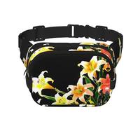 Marsupio multifunzione stampato con gigli luminosi, unisex alla moda, borsa messenger da viaggio e sport