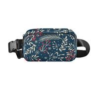Marsupio multiuso a tracolla con cinturino regolabile, graziosa borsa a tracolla con scritta Merry Christmas Winter Leaves Snowflakes Women Men per viaggi, corsa, escursionismo, Buon Natale Foglie