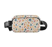 Marsupio multiuso con motivi tradizionali asiatici senza cuciture, con cinghia regolabile, per ciclismo, escursionismo, palestra, Conchiglie diverse forme e stelle marine, 1 Size