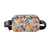 Marsupio multiuso con motivo mandala bohémien, con cinghia regolabile, per viaggi, corsa, escursionismo, Foglie di frutta arancione acquerello, 1 Size