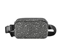Marsupio multiuso con stampa animalier, con cinghia regolabile, per viaggi, palestra, lavoro, Argento Glitter Texture Scintilla Argento, 1 Size