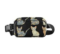 Marsupio multiuso da donna e uomo, con cinghia regolabile, estetico Devon Rex Cats nero, impermeabile, per viaggi, palestra, lavoro, 01, 1 Size