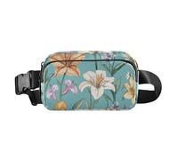 Marsupio multiuso da donna e uomo, con cinturino regolabile, motivo floreale, peonie, viola del pensiero, amaryllis blu reale, impermeabile, per viaggi, palestra, lavoro, 05, 1 Size